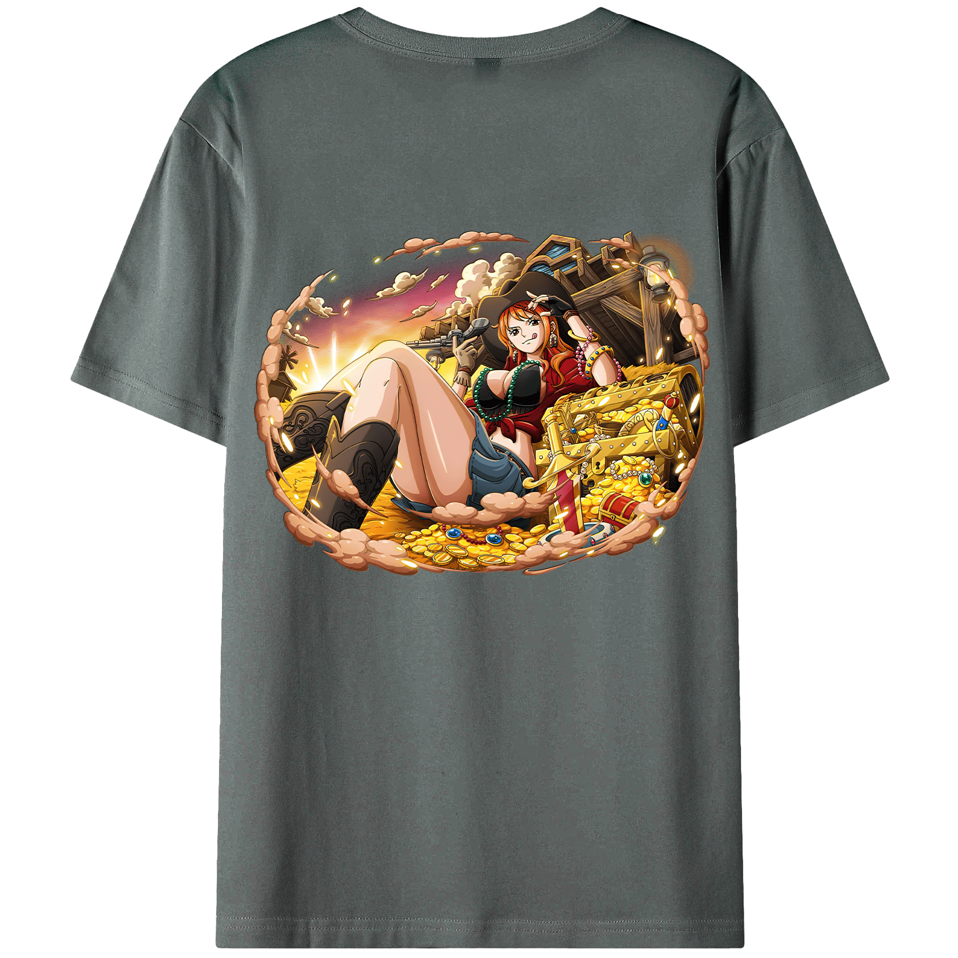 （画像用） ワンピース ナミ ONE PIECE Nami 綿100％ メンズ半袖Tシャツ（バックプリント） 通気性